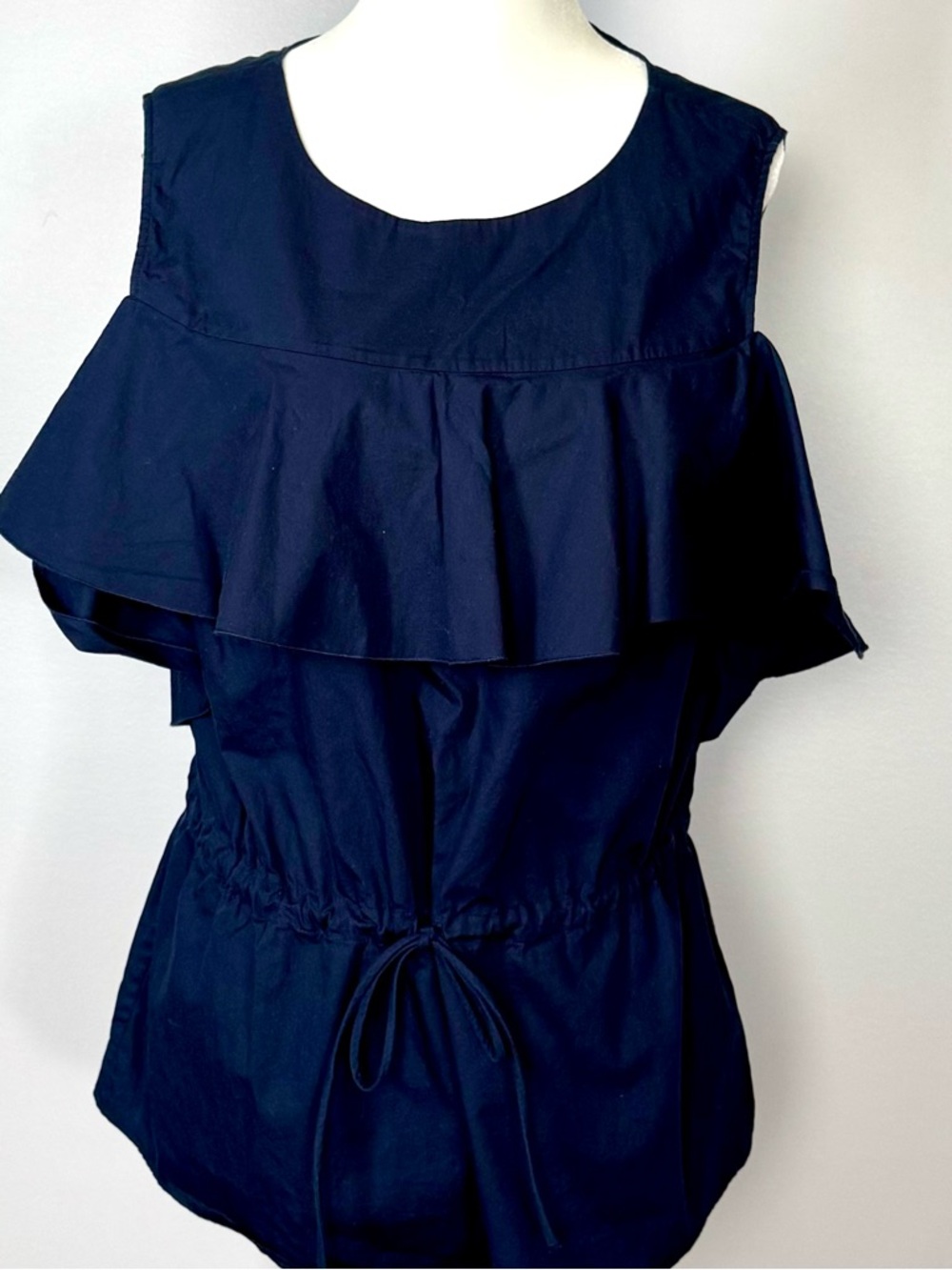 Banana Republic Navy Ruffle Tie-Waist Tank
